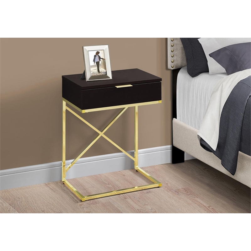 Pemberly Row Accent Table with Drawer and X-Design Frame in Cappuccino