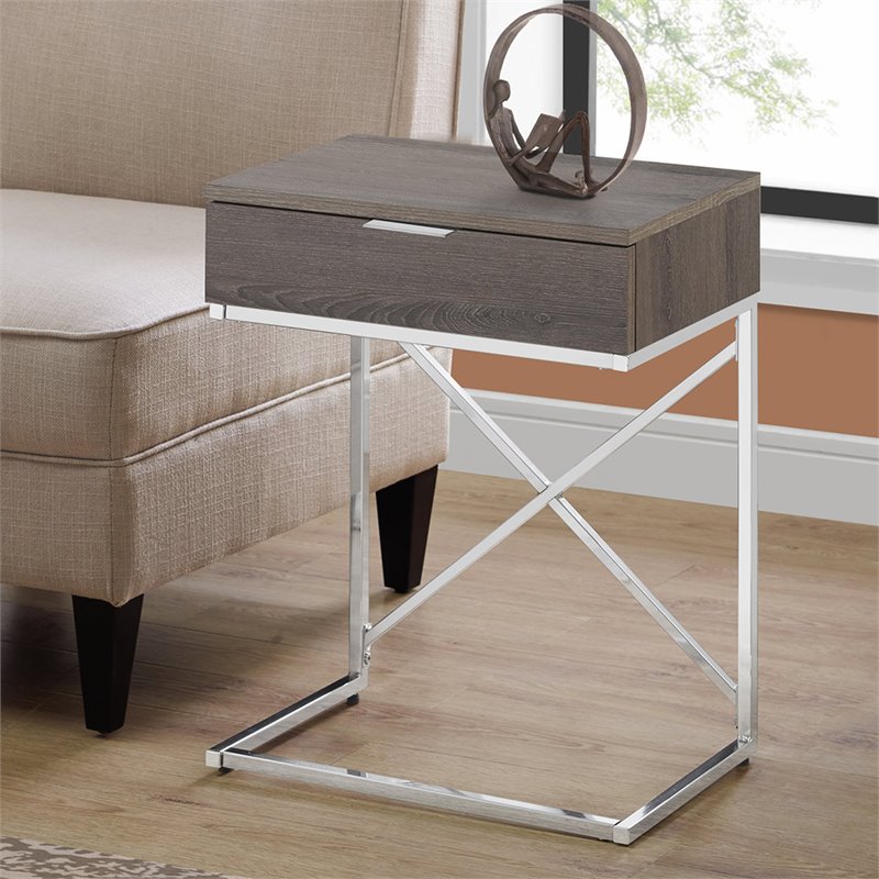 Pemberly Row Accent Table with Drawer and X-Design Frame in Dark Taupe
