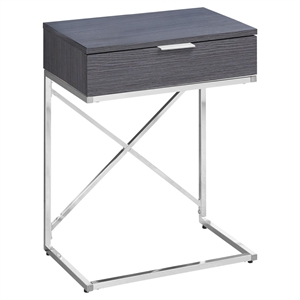 Pemberly Row Accent Table with Drawer and X-Design Frame in Grey