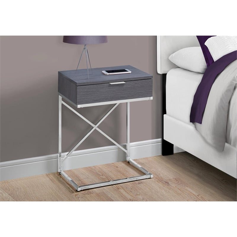 Pemberly Row Accent Table with Drawer and X-Design Frame in Grey