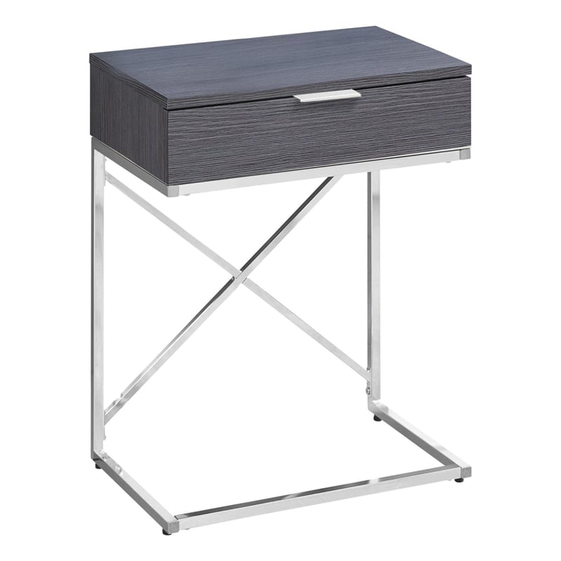 Pemberly Row Accent Table with Drawer and X-Design Frame in Grey