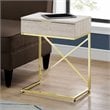 Pemberly Row Accent Table with Drawer and X-Design Frame in Beige Marble