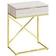 Pemberly Row Accent Table with Drawer and X-Design Frame in Beige Marble