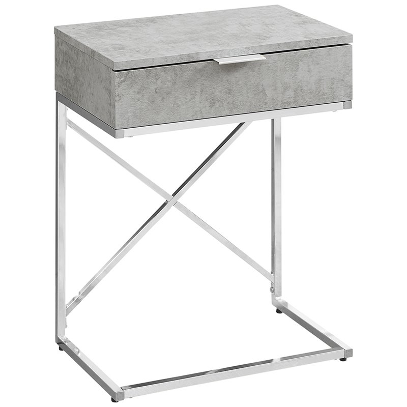 Pemberly Row Accent Table with Drawer and X-Design Frame in Gray Cement