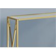 Pemberly Row Tempered Glass Console Table with Gold Metal X-Design Base