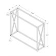 Pemberly Row Tempered Glass Console Table with Gold Metal X-Design Base