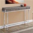 Pemberly Row 3-Drawer Console Table in Dark Taupe with Chrome Metal Base