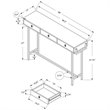 Pemberly Row 3-Drawer Console Table in Dark Taupe with Chrome Metal Base