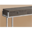 Pemberly Row 3-Drawer Console Table in Dark Taupe with Chrome Metal Base