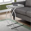 Pemberly Row C-Shaped Accent Table in Light Gray with Chrome Metal Base