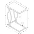 Pemberly Row C-Shaped Accent Table in Light Gray with Chrome Metal Base