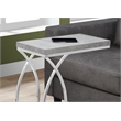 Pemberly Row C-Shaped Accent Table in Light Gray with Chrome Metal Base