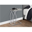 Pemberly Row C-Shaped Accent Table in Light Gray with Chrome Metal Base