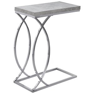 Pemberly Row C-Shaped Accent Table in Light Gray with Chrome Metal Base