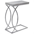 Pemberly Row C-Shaped Accent Table in Light Gray with Chrome Metal Base