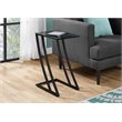 Pemberly Row Z-Shaped Accent Table with Tempered Glass Top in Black