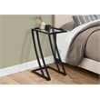Pemberly Row Z-Shaped Accent Table with Tempered Glass Top in Black