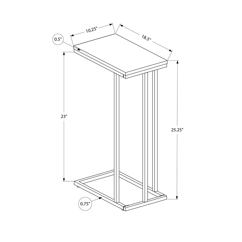 Pemberly Row Engineered Wood C-Shaped End Table in Black Laminate