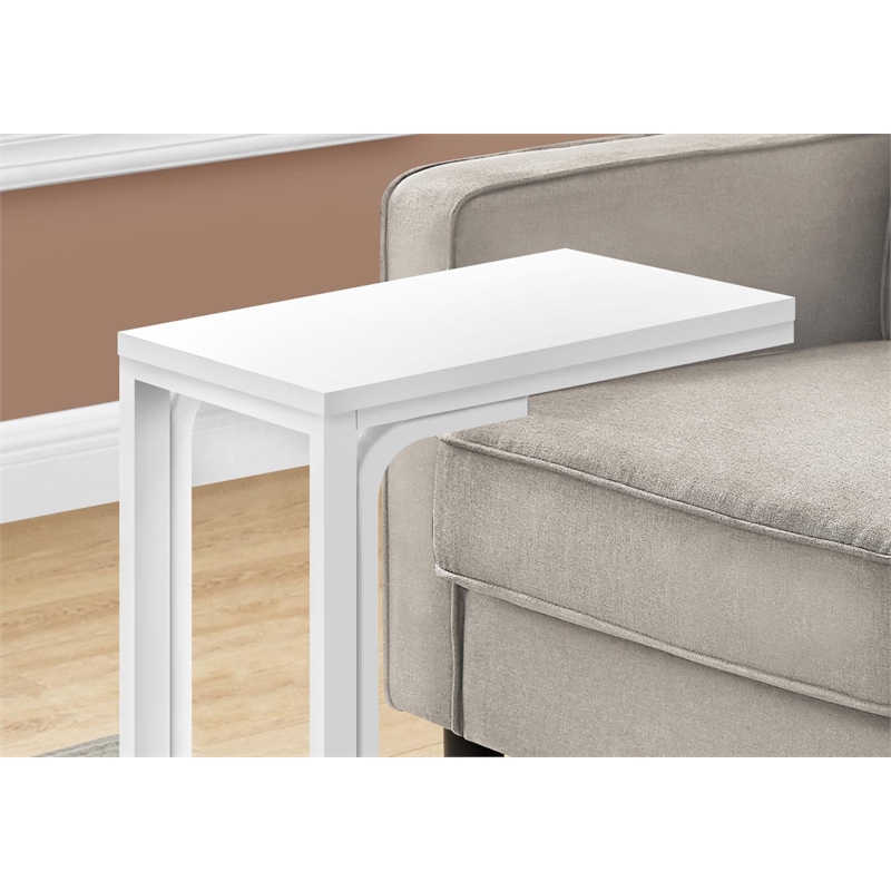 Pemberly Row C-Shaped Accent Table with White Metal Base and Surface