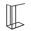 Pemberly Row C-Shaped End Table with Black Metal Base in White