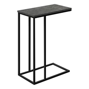 Pemberly Row C-Shaped End Table with Black Metal Base in Gray Stone Look
