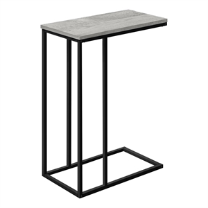 Pemberly Row C-Shaped End Table with Black Metal Base in Gray Wood Look