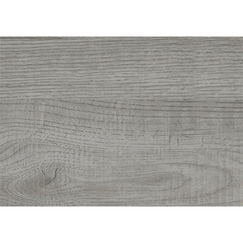 Pemberly Row C-Shaped End Table with Black Metal Base in Gray Wood Look