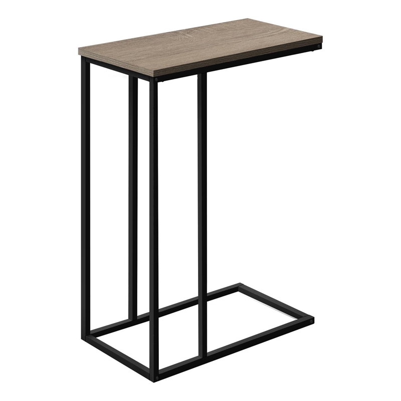 Pemberly Row C-Shaped End Table with Black Metal Base in Dark Taupe