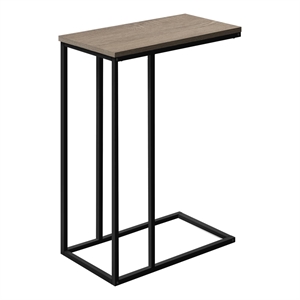 Pemberly Row C-Shaped End Table with Black Metal Base in Dark Taupe