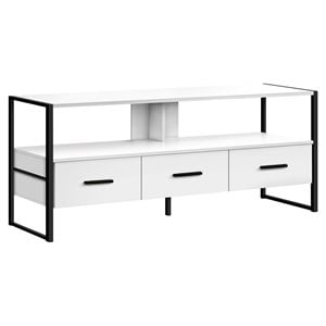 Pemberly Row 48&quot Industrial TV Stand with 3 Drawers in White Laminate