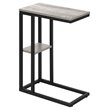 Pemberly Row C-Shaped Accent Table with Shelf in Gray Wood Look