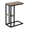 Pemberly Row C-Shaped Accent Table with Shelf in Dark Taupe Wood Look