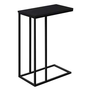 Pemberly Row C-Shaped End Table with Black Metal Base in Black Finish