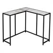 Pemberly Row L-Shaped Corner Console Table in White Marble Look