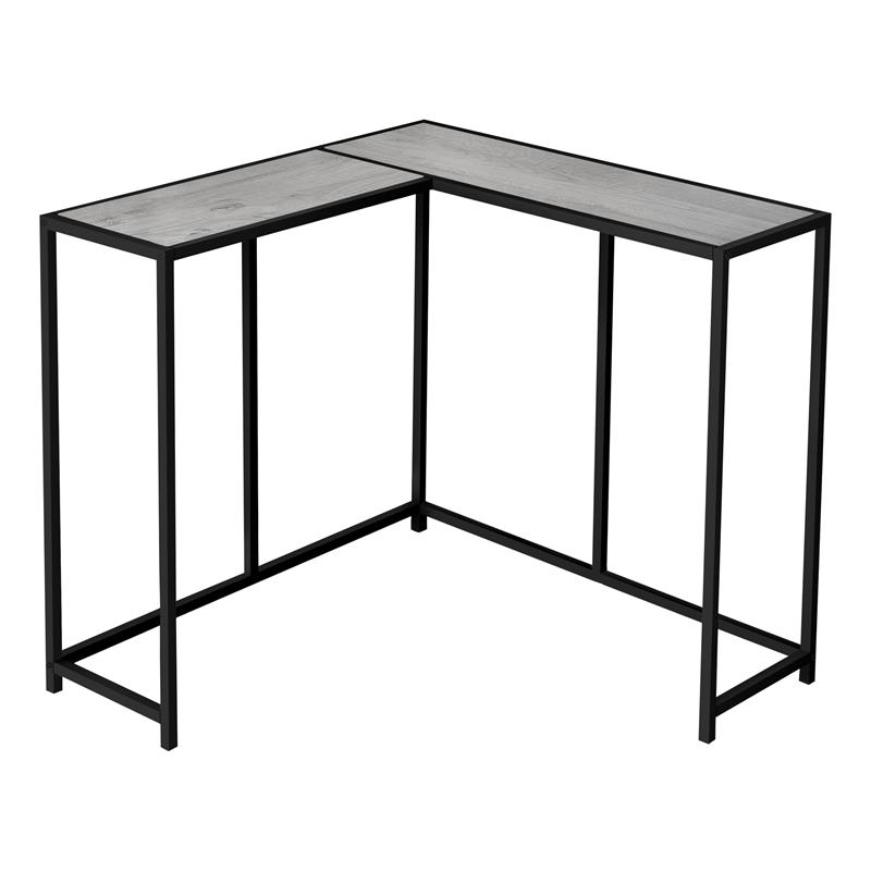 Pemberly Row L-Shaped Corner Console Table in Gray Wood Look