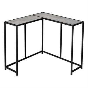Pemberly Row L-Shaped Corner Console Table in Gray Wood Look