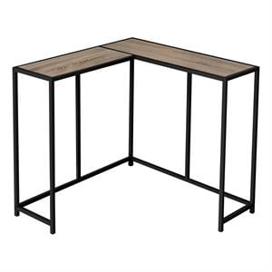 Pemberly Row L-Shaped Corner Console Table in Dark Taupe Wood Look