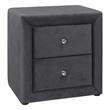 Pemberly Row Upholstered 2-Drawer Nightstand in Dark Grey Velvet Look