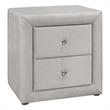 Pemberly Row Upholstered 2-Drawer Nightstand in Light Grey Velvet Look