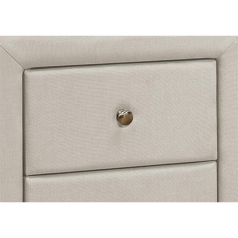 Pemberly Row Upholstered 2-Drawer Nightstand in Beige Linen Look