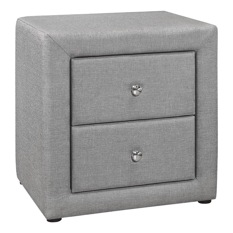 Pemberly Row Upholstered 2-Drawer Nightstand in Grey Linen Look