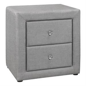 Pemberly Row Upholstered 2-Drawer Nightstand in Grey Linen Look