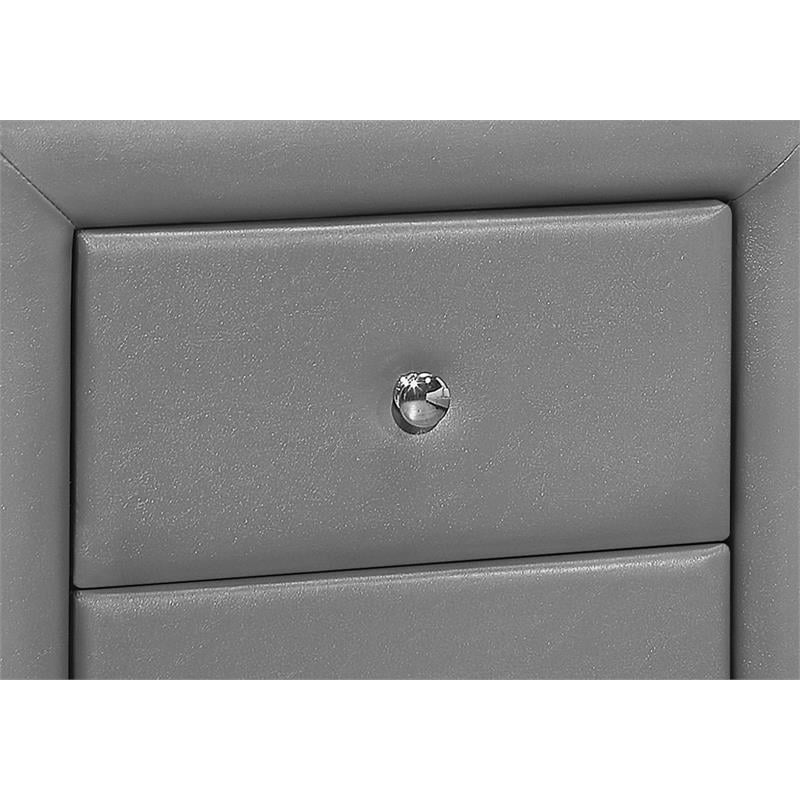 Pemberly Row Upholstered 2-Drawer Nightstand in Grey Leather Look