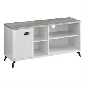 Pemberly Row 48&quot Industrial TV Stand with Cabinet in White and Grey