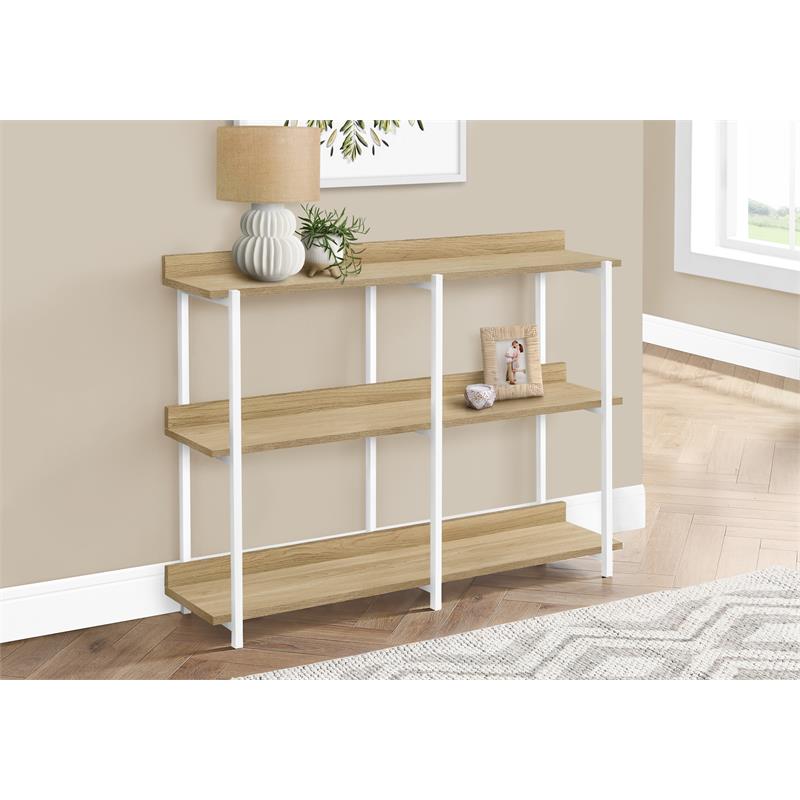 Pemberly Row 3-Tier Console Table with Shelves in Natural Wood Look