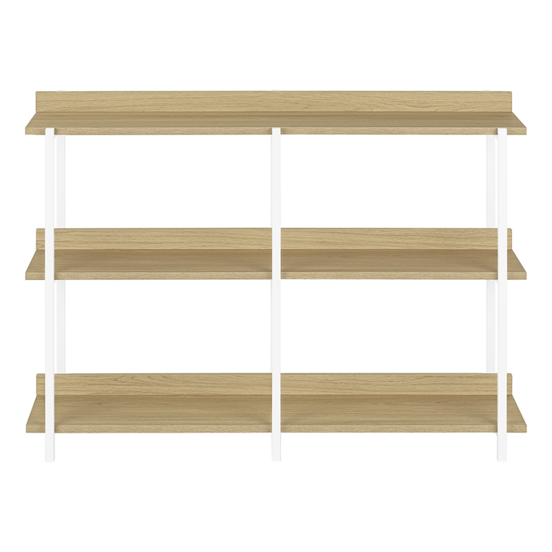 Pemberly Row 3-Tier Console Table with Shelves in Natural Wood Look