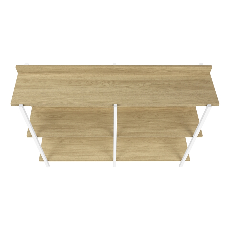 Pemberly Row 3-Tier Console Table with Shelves in Natural Wood Look