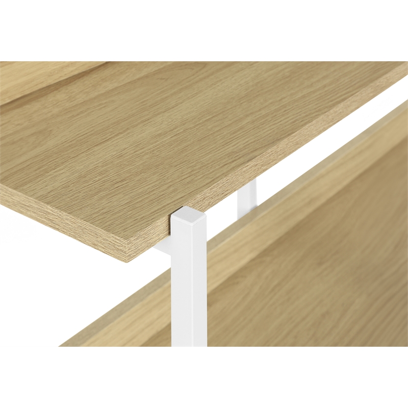 Pemberly Row 3-Tier Console Table with Shelves in Natural Wood Look