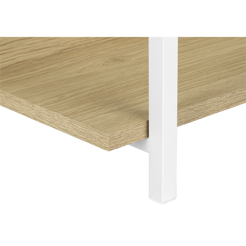 Pemberly Row 3-Tier Console Table with Shelves in Natural Wood Look