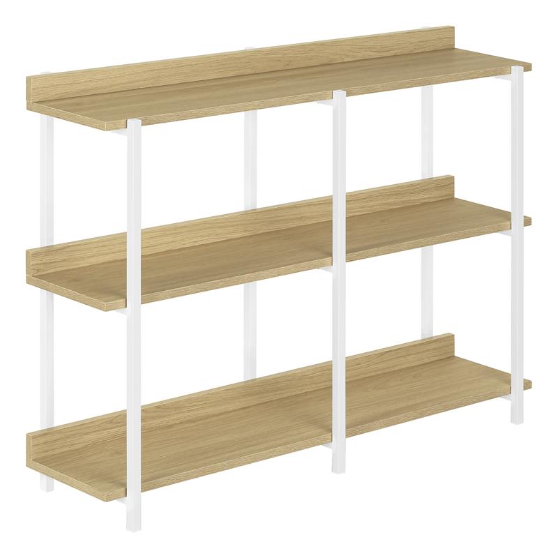 Pemberly Row 3-Tier Console Table with Shelves in Natural Wood Look